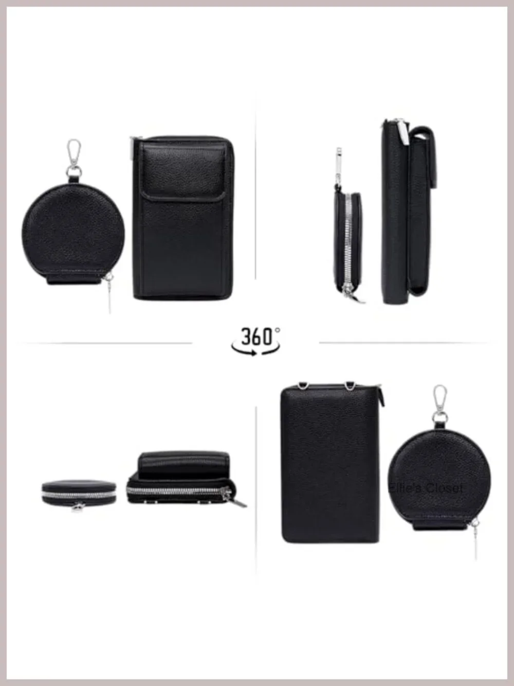 Vegan Leather Crossbody Bag for Women with Detachable Coin Pouch - Cell Phone